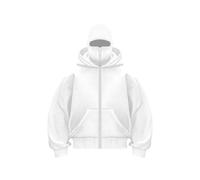 Genérico Balaclava Ninja Zipper Hoodie With Built In Balaclava, Double Hooded Jacket Hoodie With Mask, Wind-Resistant Winter Hoodies (White (zipper),XXL)