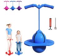 Genérico Balance Jumping Ball, Pogo Jumper with Handle and Pump for Beginners & Adults, Fun Challenge Indoor Outdoor Bounce Toys, Perfect for Balance, Coordination and Fitness (Blue)