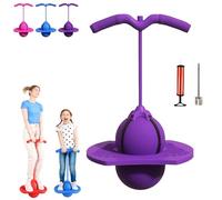 Genérico Balance Jumping Ball, Pogo Jumper with Handle and Pump for Beginners & Adults, Fun Challenge Indoor Outdoor Bounce Toys, Perfect for Balance, Coordination and Fitness (Purple)
