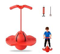 Genérico Balance Jumping Ball with Handle, Includes Air Pump, Jumping Toy, Anti-Slip Bounce Board for Indoor Outdoor Use, Low Noise Pogo Stick Alternative for Beginners and Adults (Red)