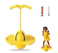 Genérico Balance Jumping Ball with Handle, Includes Air Pump, Jumping Toy, Anti-Slip Bounce Board for Indoor Outdoor Use, Low Noise Pogo Stick Alternative for Beginners and Adults (Yellow)