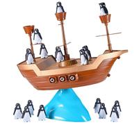 Genérico Balance Toy | Board Games For Kids with Pirate Ship Penguin Design | Cute Figure Balance Blocks Educational Toy For Kids Balances Stacking Game
