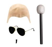 Genérico Bald Cap, Funny Costume Headwear with Glasses, 2.17x10.63 Inches Hilarious Fancy Dress Toy, Cosplay Theater Bald Head for Performance Parties, Stage Event, Skin Tone Latex