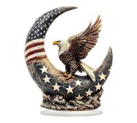 Genérico Bald Eagle Statue | Patriotic Bald Eagle Sculpture | Moon Shape Star Detail 2D Acrylic Desktop Centerpiece for Car Room Study Bedroom Living Room Workplace