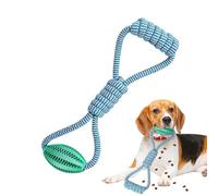 Genérico Ball with Rope Dog Toy, Large Breed Training, 35.5cm Interactive Knot Tug Food Dispenser, Pet Training Toy for Outdoor and Indoor Play, Orange, Blue, Green