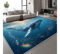 Genérico Ballena Medusa Alfombra Bajo El Mar Sueña 60x90 cm salón Comedor Dormitorio Pasillo Suelo Grande Suave Antideslizante fácil Cuidado Cocina Alfombra de área de Pelo Grueso