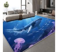 Genérico Ballena Medusa Alfombra Shaggy para Salón habitación de los Niños Dormitorio Bajo El Mar Sueña Interior Suave de Pelo Corto Alfombra Antideslizante Muy Suave 180x240 cm