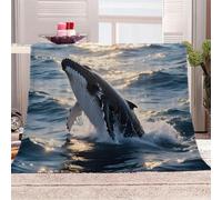 Genérico Ballenas Saltando del Mar Al Atardecer Manta de Franela 3D Suave - Cubre Sofá/Cama 270x230 cm,Animales Marinos Estampado 3D Ultrarealista,Polar Caliente,Lavable,Hogar/Dormitorio