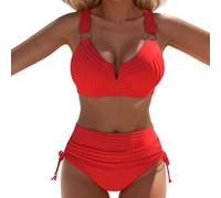 Genérico Bañador 2 Piezas Mujer Bikinis 2026 Talla Grande Traje de Baño de Piezas con Escote En V Y Tirantes Anchos para Mujer,Estilo Moderno Y Cómodo. Bañador 2026 Tankini Reductor (Red,M)