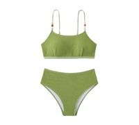 Genérico Bañador 2 Piezas Mujer Bikinis 2026 Talla Grande Women's Ribbed Bikini Sets Neck Swimsuit Textured Two Piece Bathing Suit Bañador Mujer Sexy Tankinis 2026 Reductores (Green,M)