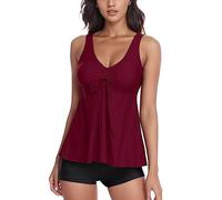 Genérico Bañador Arena Mujer - Traje De Baño para Mujeres Solid Color Dos Piezas Ropa De Baño Split Tank Top con Swim Shorts Shorts Juego De Playa