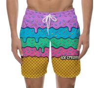 Genérico Bañador Hombre Corto con Estampado De Helado Derritiéndose Cordón Moderno para Playa Natación Y Entrenos Shorts De Baño Versátiles para Toda Temporada