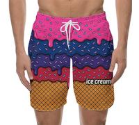 Genérico Bañador Hombre Corto con Estampado De Helado Derritiéndose Cordón Moderno para Playa Natación Y Entrenos Shorts De Baño Versátiles para Toda Temporada