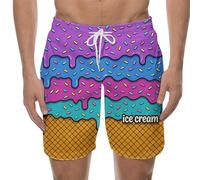 Genérico Bañador Hombre Corto con Estampado De Helado Derritiéndose Cordón Moderno para Playa Natación Y Entrenos Shorts De Baño Versátiles para Toda Temporada