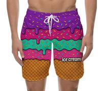Genérico Bañador Hombre Corto con Estampado De Helado Derritiéndose Cordón Moderno para Playa Natación Y Entrenos Shorts De Baño Versátiles para Toda Temporada