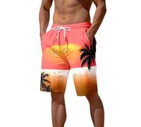Genérico Bañador Hombre Secado Rápido,Pantalon Corto con Cordón para Playa Pantalones Cortos de baño Color arcoíris Natación Surf Bermudas Largo Rodilla Piscina Vacaciones