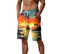 Genérico Bañador Hombre Secado Rápido,Pantalon Corto con Cordón para Playa Pantalones Cortos de baño Color arcoíris Natación Surf Bermudas Largo Rodilla Piscina Vacaciones