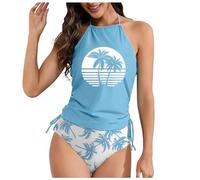 Genérico Bañador Mujer Reductor Barriga - Costume Da Bagno Tankini Da Donna Dimagrante In Due Pezzi con Fondo A Vita Alta