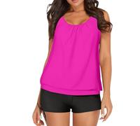 Genérico Bañador Mujer Talla Grande Tankini Tallas Grandes Women's Spring/Summer Solid Color Camisole Split Sleeveless Bikini Set with Breast Topper Bañador Reductor Mujer Bikini Vientre (Pink,L)