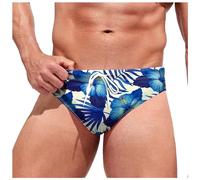 Genérico Bañador Natacion Hombre Slip - Calzones Banho Homem Traje de baño Triangular con Cordones para SPA de natación y cómodo con Estampado Informal a la Moda para Hombre (Blue S)