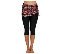 Genérico Bañador Natacion Mujer con Pantalon - Pantaloni da bagno Sexy da spiaggia da Donna con giunture in rete a Cuore Sexy taglie forti estive (Red S)