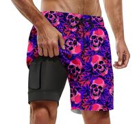 Genérico Bañador para Hombre Traje de Baño Bolsillo Cremallera Pantalones Cortos Forro Malla y Cordón elástico Bermudas Largo Rodilla Deportivos divididos el Verano en la Playa