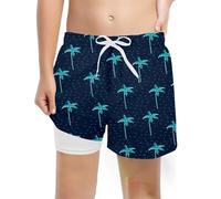 Genérico Bañador para Niño,con Cintura Ajustable con Forro 2 en 1 de Compresión Corto Natación Secado Rápido Shorts Natacion Protección UV 50 Mesh Swimshort Playa Piscina