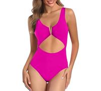 Genérico Bañador Reductor Mujer Alta Trajes de Baño Women's Summer Fashion Suspender Waist Hollow One Swimsuit Solid Color Sexy Bikini Swimsuit Bikini Sports Bra ñador Natacion con (Hot Pink,M)
