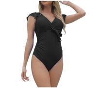 Genérico Bañador Reductor Mujer - Traje De Baño para Mujer con Mangas De Pétalos En La Parte Delantera Elegante Bikini Monokini para Ropa De Playa