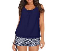 Genérico Bañador Reductor Mujer Vientre Plano Women's Spring/Summer Solid Color Camisole Split Sleeveless Bikini Set with Breast Topper Bañador Mujer Natacion Bikinis Deportivos(Dark Blue,L)