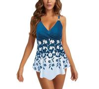 Genérico Bañador Talla Grande Mujer Tankinis Mujer 2026 Women Plus Size Tankini Swimsuits Two Piece Cutout Tummy Bathing Suits with Shorts Traje de Baño Bañadores Reductores Vientre (Blue,XXXXL)