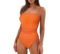Genérico Bañadores Mujer Reductores Alta Traje de Baño Traje de Baño Un Solo Color Verano para Mujer,Básico Y Ajustado para,Tirantes Bañador Pantalon (Orange,M)