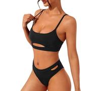 Genérico Bañadores Reductores Mujer - Bikini Dividido Negro para Mujer Conjunto De Traje De Baño Dividido De Puntos para Vacaciones En La Playa Hueco Sexy