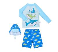 Genérico BañAdores Waterpolo NiñOs,Conjunto De Traje De BañO De 3 Piezas para BebéS Y NiñOs PequeñOs Traje De BañO De Manga Larga con ProteccióN Solar Y ProteccióN UPF 50+