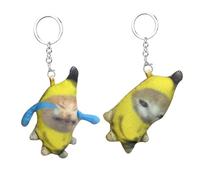 Genérico Banana Cat - Cartoon Trinket, Crying Plush Hanger, Novelty Attractive Pocket Doll Keepsake Featuring Audible Meow Effect Portable Attachment Decoration | Birthday Christmas Party