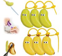 Genérico Banana Toothbrush Case, Portable Reusable Organizer, Fun Banana Fruits Toothbrush Cover for Home Camping Outdoor, Fits Most Manual and Electric Toothbrushes (6pcs)