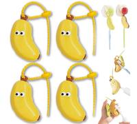Genérico Banana Toothbrush Case - Portable Toothbrush Protector Cap,Reusable Fun Fruity Banana ToothbrushHolder with Toothpaste Dispenser, ToothbrushCase Holder for Travel (Yellow-4PCS)