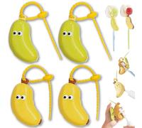 Genérico Banana Toothbrush Case - Portable Toothbrush Protector Cap,Reusable Fun Fruity Banana ToothbrushHolder with Toothpaste Dispenser, ToothbrushCase Holder for Travel (Yellow+Grenn-4PCS)