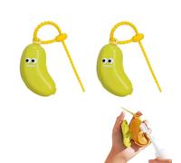 Genérico Banana Toothbrush Cover with Toothpaste Dispenser, Fun Banana Fruits Toothbrush Cover, Portable Tooth Brush Cap Protectors, for Home Travel Outdoor Camping (Green,2pcs)