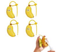 Genérico Banana Toothbrush Cover with Toothpaste Dispenser, Fun Banana Fruits Toothbrush Cover, Portable Tooth Brush Cap Protectors, for Home Travel Outdoor Camping (Yellow,4pcs)