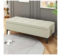 Genérico Banco de Almacenamiento Beige Moderno, reposapiés otomano Plegable, puf tapizado para Pasillo, Dormitorio y Sala de Estar, 120 x 40 x 40 cm, Muebles Elegantes y funcionales.