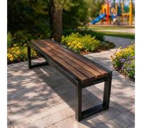 Genérico Banco de Exterior Moderno Sin Respaldo con Fijación Antirrobo, Banco de Jardín Sólido en Metal y WPC Anticorrosión, Ideal para Patio, Piscina y Espacio Público, Largo 80-180 cm