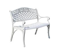 Genérico Banco de jardín Blanca Victoriano para 2 Personas, banqueta de Parque de Aluminio Fundido con Respaldo en Forma de Rosa, Banco Exterior para terraza, Patio, Carga 200kg