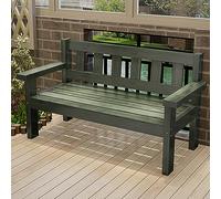Genérico Banco de jardín de Madera Verde Antiguo para Exteriores, Asiento Tradicional para Patio con Respaldo y reposabrazos, Silla de Parque Duradera y cómoda para césped, Porche o Sendero.