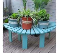 Genérico Banco de jardín Envolvente - Banco de Madera Maciza para árbol, Ideal para Exteriores, Patios y terrazas. Bancos de Patio Resistentes a la Intemperie - Semicircular (Azul, Redondo)