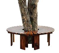 Genérico Banco de jardín Exterior Tipo árbol, Asiento Envolvente, Resistente a la Intemperie, Ideal para Patios y Jardines (Color Madera, semicircular).