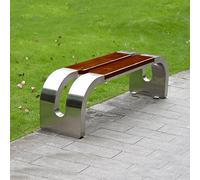 Genérico Banco de jardín para Patio al Aire Libre, Banco de Parque de Metal para 2 Personas con Estructura de Acero Inoxidable y Asiento de Pino Silvestre, Capacidad de 300 kg, para Patio,