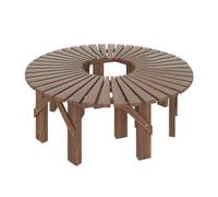 Genérico Banco Envolvente Madera For Jardín,Silla Madera For Jardín,Soporte Decorativo For Flores Sin Respaldo For Exteriores,for Parque,Patio,Porche Y Césped(Round)