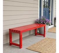 Genérico Banco Jardín Exterior Metal Sin Respaldo, Banqueta Asiento de Observación Césped, Banco de Parque Impermeable Colorido de Alta Capacidad de Carga 100/120/150/180cm(Rojo,150cm)