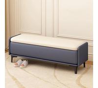 Genérico Banco Moderno de Estilo Rage para Sala de Estar y recibidor. Otomana Acolchada para cambiarse los Zapatos y como Asiento Junto a la Ventana. Diseño versátil en Beige y Azul. 80 cm/